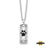 Sterling Silver Rhodium-Plated Antiqued Cylinder With Paws Ash Holder 18In Necklace