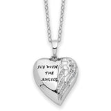 Sterling Silver Rhodium-Plated Antiqued Cz Fly With The Angels 18In Ash Holder Necklace
