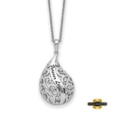 Sterling Silver Rhodium-Plated Antiqued Cz Forever Loved Missed 18 Inch Necklace