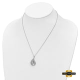 Sterling Silver Rhodium-Plated Antiqued Cz Forever Loved Missed 18 Inch Necklace