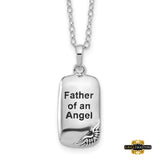 Sterling Silver Rhodium-Plated Antiqued Father Of An Angel Ash Holder 18In Necklace