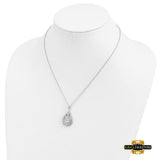 Sterling Silver Rhodium-Plated Cz In Loving Memory 18In Necklace