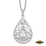 Sterling Silver Rhodium-Plated Cz In Loving Memory 18In Necklace