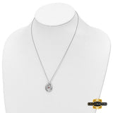Sterling Silver Rhodium-Plated Red And Clear Cz In Memory Of My Mother 18In Necklac