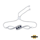 Sterling Silver Round Created Blue Sapphire Bolo Bracelet 1/2 Cttw Style Code Sbr00112/w