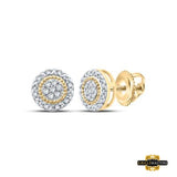 Sterling Silver Round Diamond Cluster Earrings 1/10Cttw