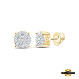 Sterling Silver Round Diamond Cluster Earrings 1/5Cttw Yellow