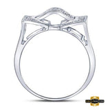Sterling Silver Round Diamond Domed Rectangle Cluster Ring 1/8 Cttw