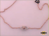 Sterling Silver Round Diamond Evil Eye Fashion Bracelet 1/10 Cttw Rose