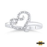 Sterling Silver Round Diamond Heart Ring 1/12 Cttw