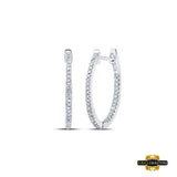 Sterling Silver Round Diamond Hoop Earrings 1/4Cttw White