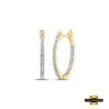 Sterling Silver Round Diamond Hoop Earrings 1/4Cttw Yellow