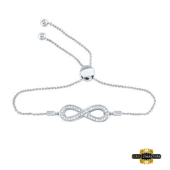 Sterling Silver Round Diamond Infinity Bolo Adjustable Bracelet 1/4 Cttw Style Code Sbr00147/w