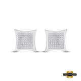 Sterling Silver Round Diamond Kite Square Earrings 1/5 Cttw