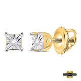 Sterling Silver Round Diamond Solitaire Earring .01Cttw