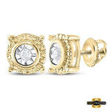 Sterling Silver Round Diamond Stud Earring 1/20Cttw Yellow