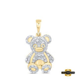 Sterling Silver Round Diamond Teddy Bear Pendant 3/8 Cttw