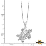 Sterling Silver Turtle Ash Holder 18In Necklace