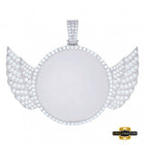 Sterling Silver With Cubic-Zirconia Picture Pendant Wings