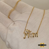 Sterling Silver Yellow-Tone Mom Crown Necklace
