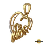 Sterling Silver Yellow Tone Mom Heart Pendant 1/20 Cttw