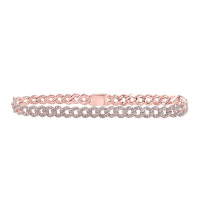 10K Yellow Or Rose Gold Round Diamond 8.5-Inch Curb Link Bracelet 4-5/8 Cttw