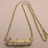 10K Gold Name Plate With Figaro Chain