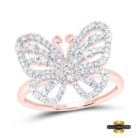 10K Rose Gold Diamond Butterfly 1/2 Ctw-Dia