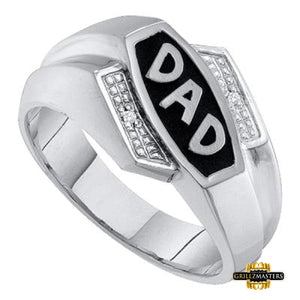 10K White Gold Diamond Dad Ring .01 Cttw