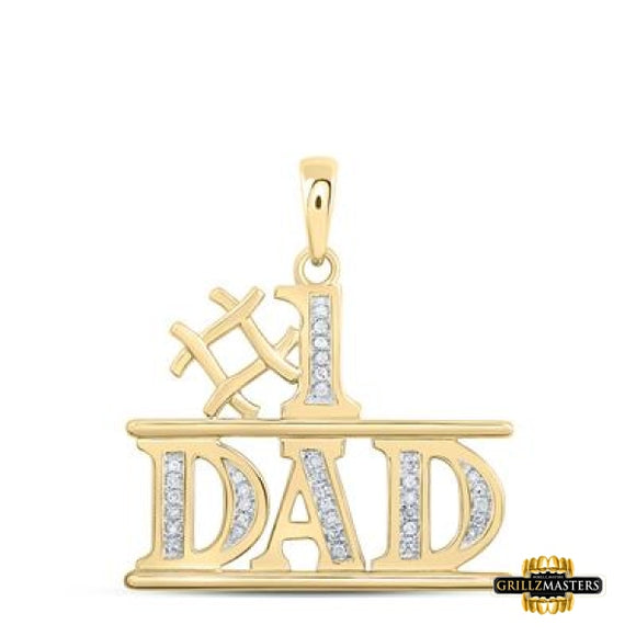 10K Yellow Gold Diamond #1 Dad Pendant 1/10 Cttw