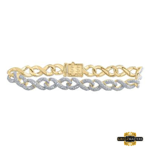 10K Yellow Gold Diamond Ladies Infinity Bracelet 5 Cttw