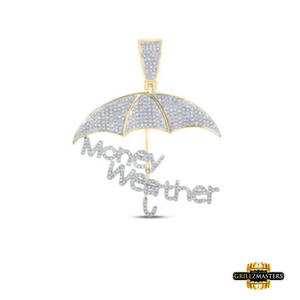 10K Yellow Gold Money Weather Umbrella Pendant 1 Cttw