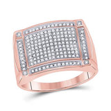 10Kt Gold Round Diamond Rectangle Cluster Ring 1/2 Cttw