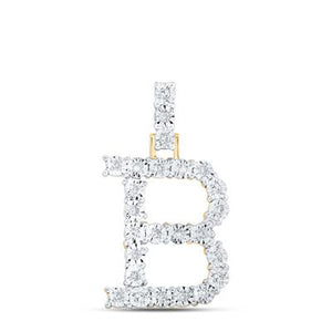 10K Yellow Gold Round Diamond B Initial Letter Nicoles Dream Collection Pendant 1/8 Cttw