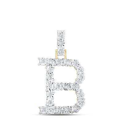 10K Yellow Gold Round Diamond B Initial Letter Nicoles Dream Collection Pendant 1/8 Cttw