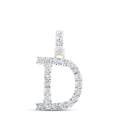 10K Yellow Gold Round Diamond D Initial Letter Nicoles Dream Collection Pendant 1/8 Cttw