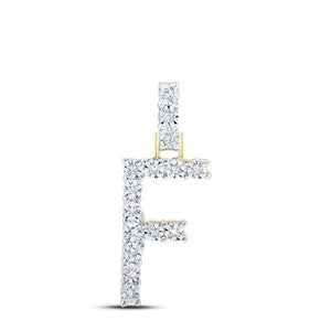 10K Yellow Gold Round Diamond F Initial Letter Nicoles Dream Collection Pendant 1/12 Cttw