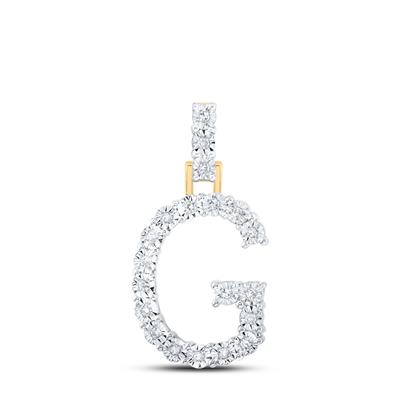 10K White Gold Round Diamond F Initial Letter Nicoles Dream Collection Pendant 1/12 Cttw