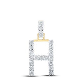 10K Yellow Gold Round Diamond H Initial Letter Nicoles Dream Collection Pendant 1/10 Cttw