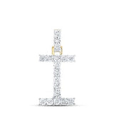 10K Yellow Gold Round Diamond I Initial Letter Nicoles Dream Collection Pendant 1/10 Cttw