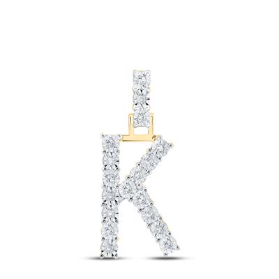 10K Yellow Gold Round Diamond K Initial Letter Nicoles Dream Collection Pendant 1/10 Cttw