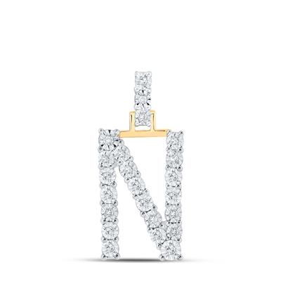 10K Yellow Gold Round Diamond N Initial Letter Nicoles Dream Collection Pendant 1/8 Cttw