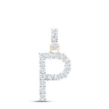 10K Yellow Gold Round Diamond P Initial Letter Nicoles Dream Collection Pendant 1/10 Cttw