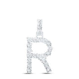 10K Yellow Gold Round Diamond R Initial Letter Nicoles Dream Collection Pendant 1/10 Cttw