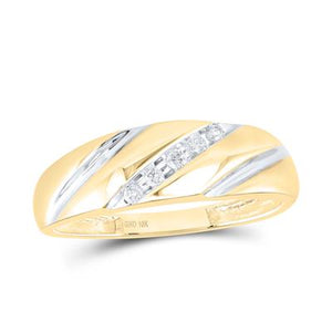 10K Gold Round Diamond Wedding Band Ring 1/10 Cttw