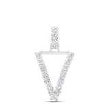 10K Yellow Gold Round Diamond V Initial Letter Nicoles Dream Collection Pendant 1/10 Cttw