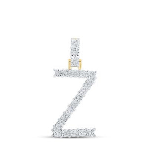 10K Yellow Gold Round Diamond Z Initial Letter Nicoles Dream Collection Pendant 1/10 Cttw