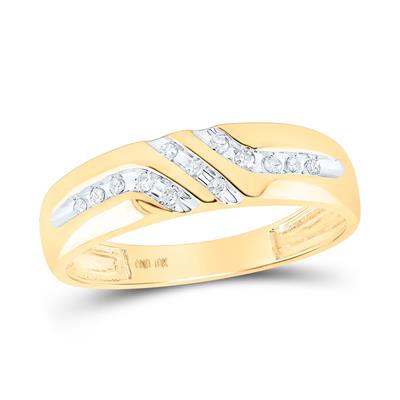 10K Gold Round Diamond Wedding Band Ring 1/8 Cttw