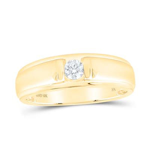 10K Gold Round Diamond Solitaire Band Ring 1/4 Cttw