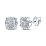 10K Gold Round Diamond Fashion Cluster Earrings 1/8 Cttw